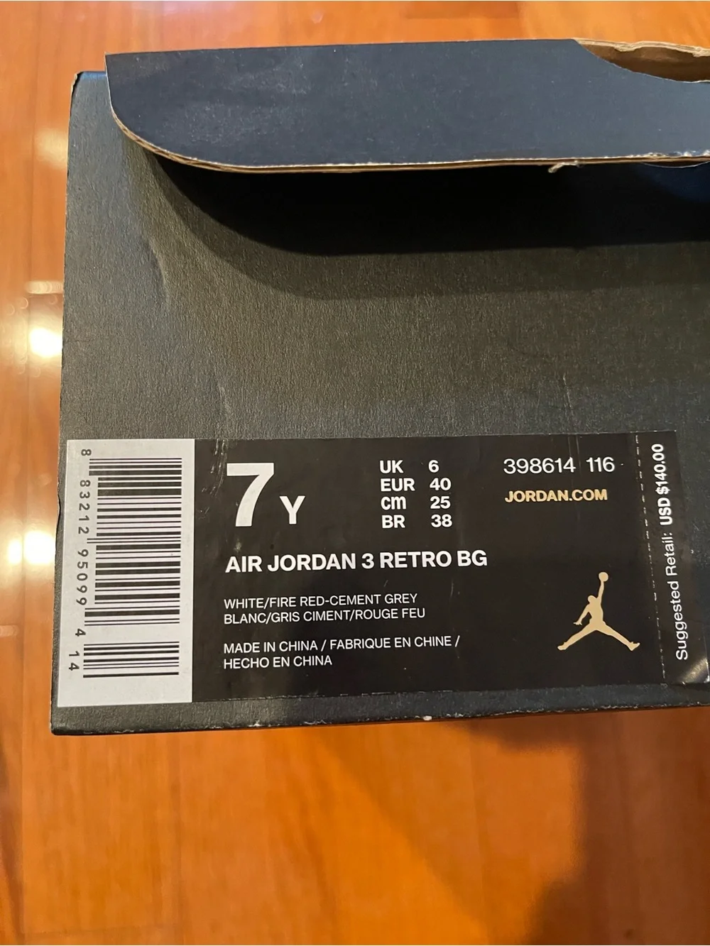 Jordan Kids White and Red Sneakers with Grey Elephant Print